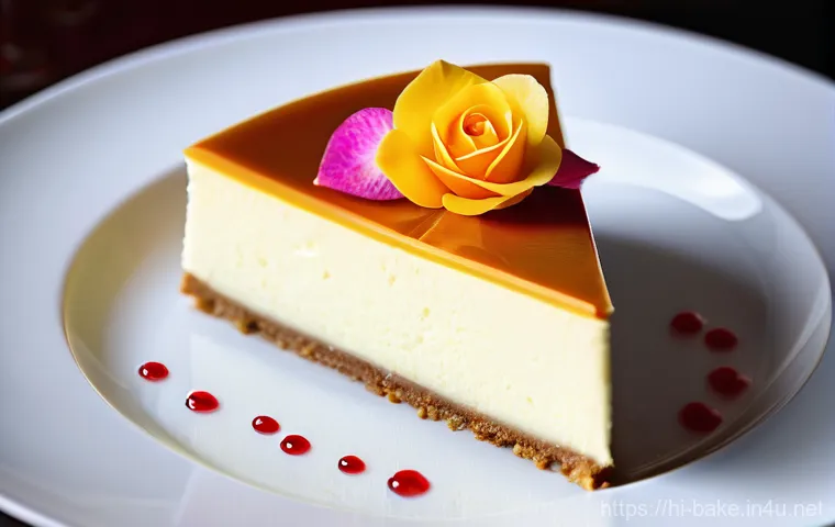 디저트 제품 추천 포스팅 - **Prompt:** A gourmet Rasgulla Cheesecake slice, elegantly presented on a pristine white ceramic pla...