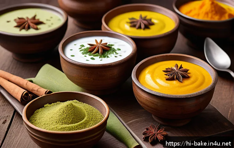유산균이 포함된 제과 - A vibrant and detailed illustration of traditional Indian probiotic sweets arranged on a rustic wood...