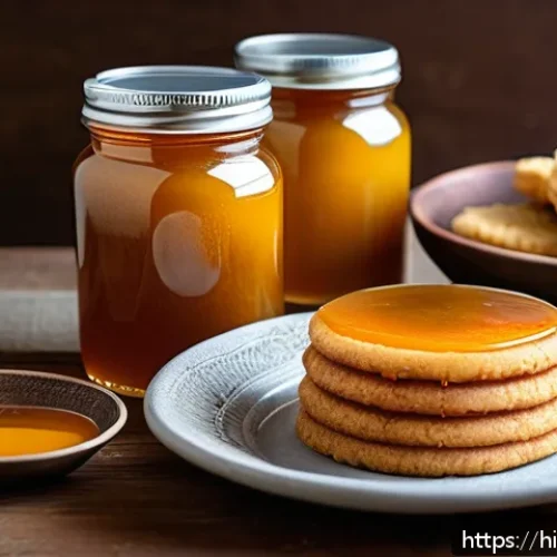Home 30 설탕 대체 제과 제품 - A cozy kitchen scene featuring a diverse assortment of natural sweeteners displayed on a rustic wood...