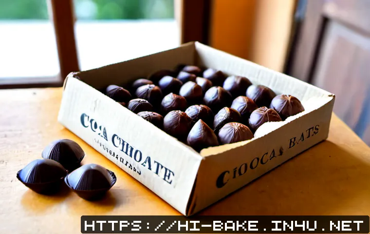 유기농 초콜릿 브랜드 - Photorealistic premium organic chocolate assortment on a rustic wooden table, unbranded kraft-paper ...